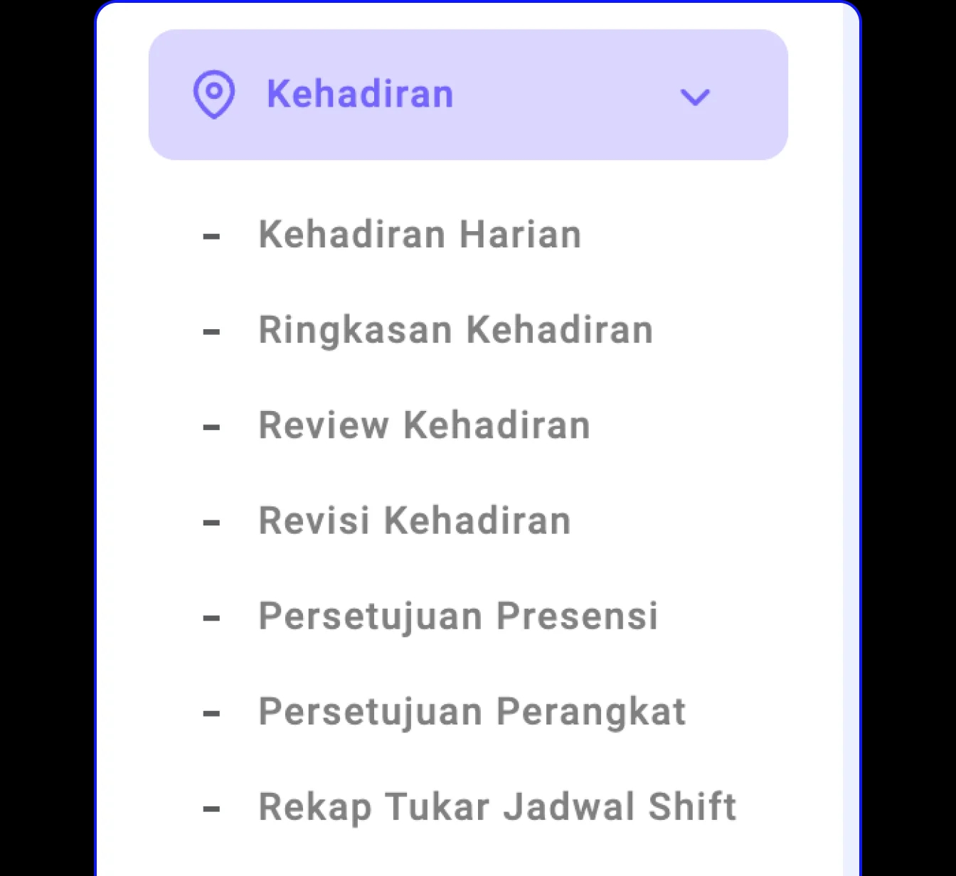 Menu Kehadiran