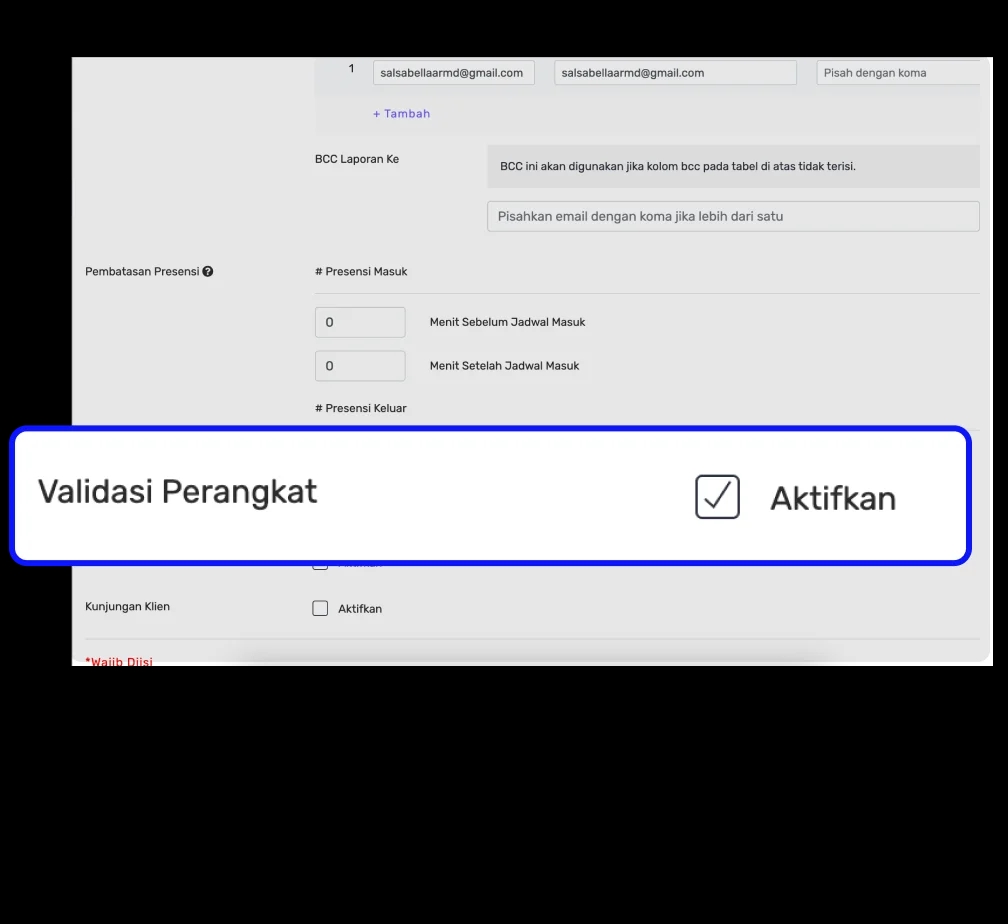 Aktifkan Validasi Device