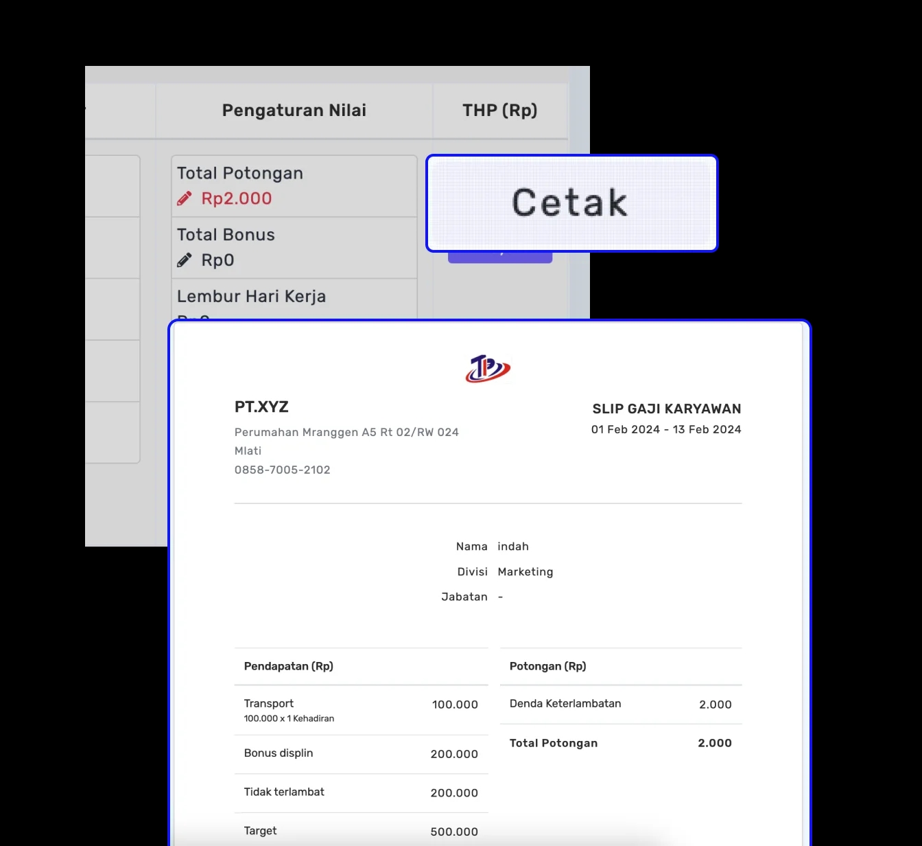Cetak Total Gaji