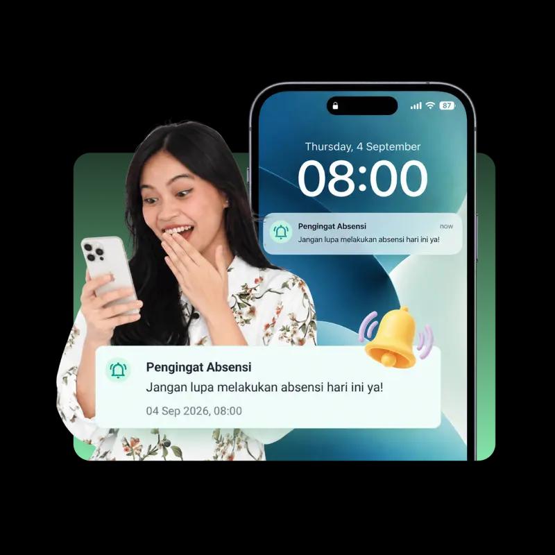 Ilustrasi fitur reminder presensi Kerjoo
