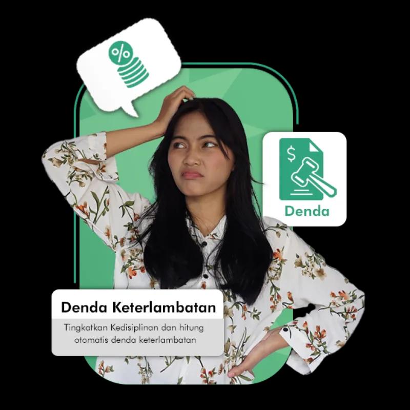Ilustrasi fitur denda keterlambatan Kerjoo