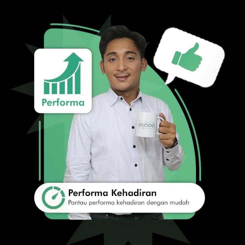 Ilustrasi fitur performa kehadiran Kerjoo