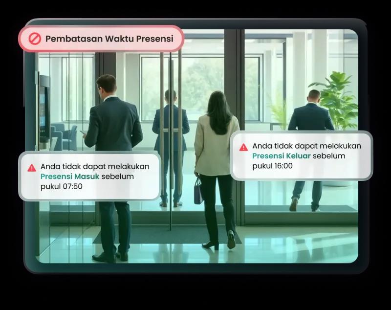 Ilustrasi fitur pembatasan waktu presensi Kerjoo