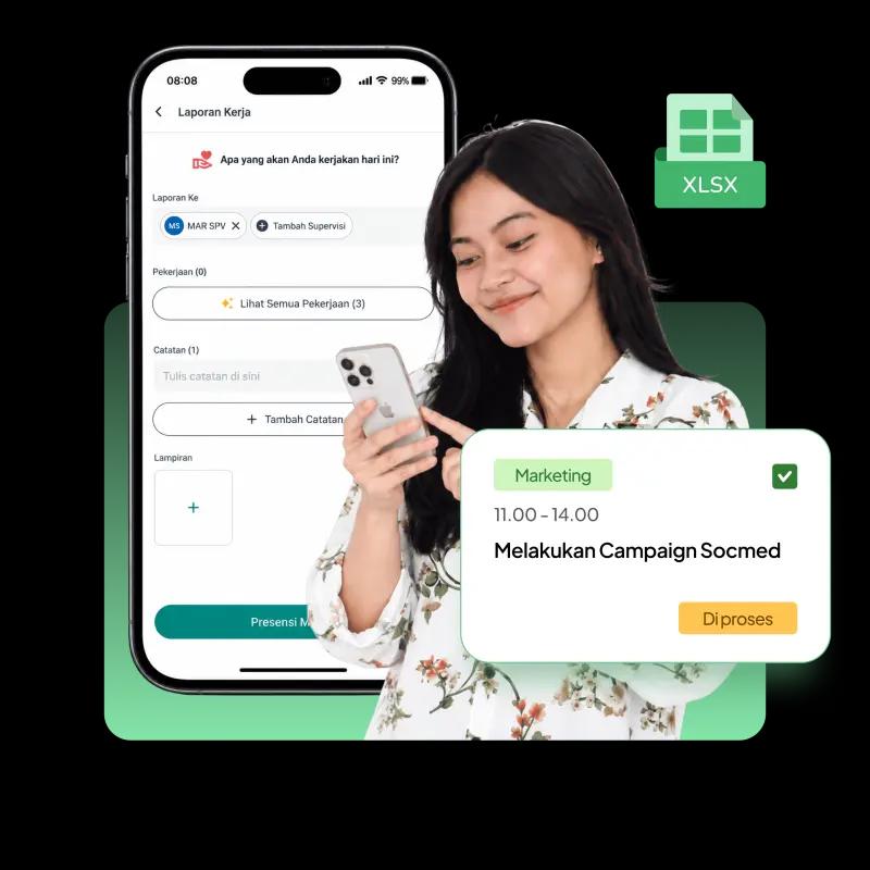 Ilustrasi fitur timesheet Kerjoo