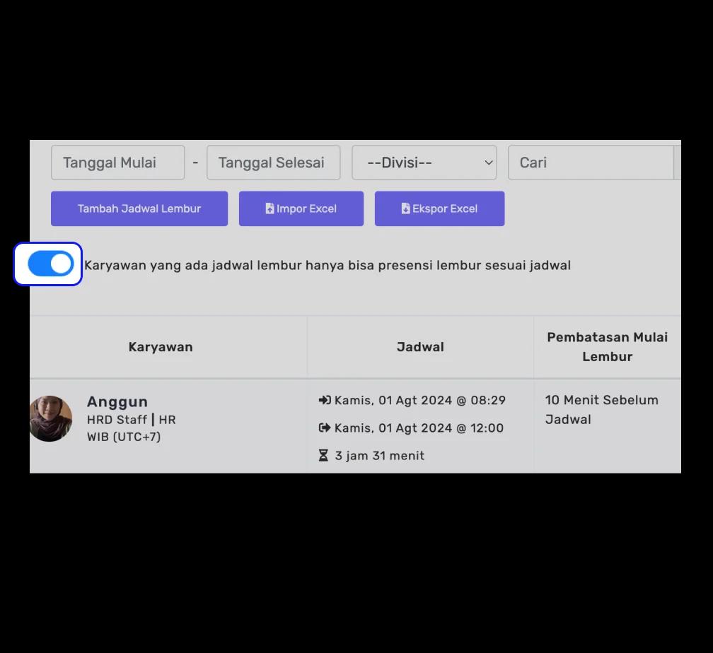 Pengaturan Jadwal Lembur