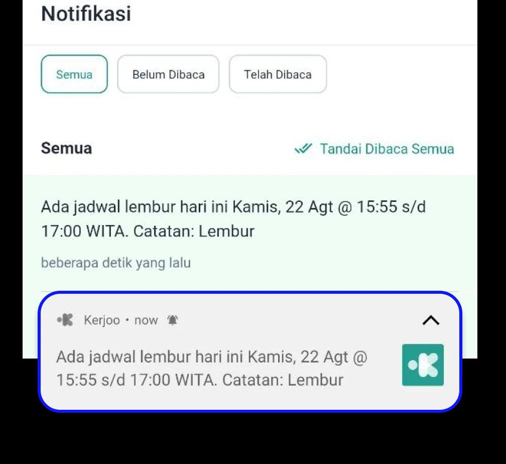 Jadwal Lembur Berhasil