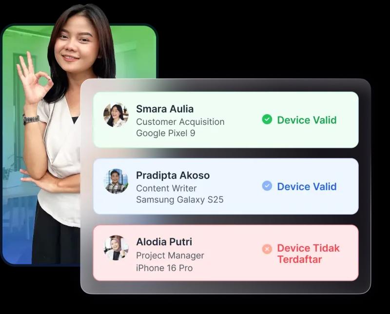 Ilustrasi fitur validasi device Kerjoo