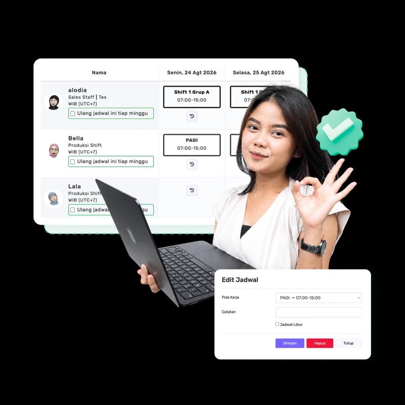 Ilustrasi fitur penjadwalan shift Kerjoo