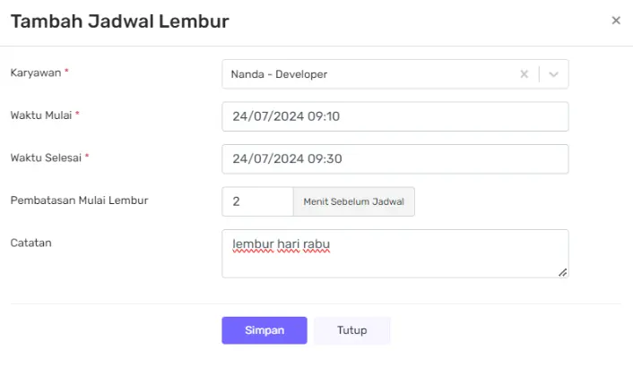 jadwal lembur