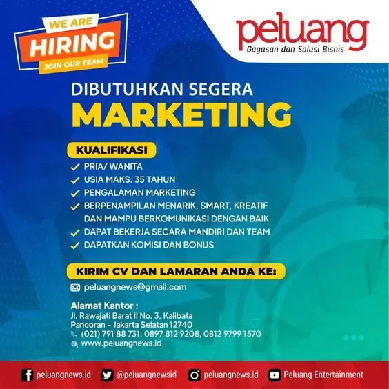 Contoh Iklan Lowongan Kerja Marketing/Sumber: Peluang News