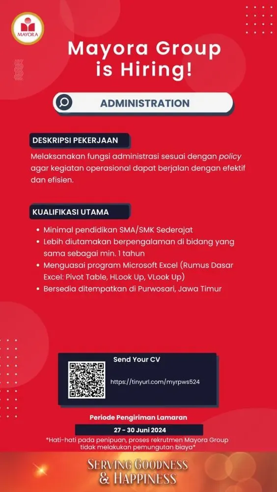 Contoh Iklan Lowongan Kerja Administrasi/Mayora