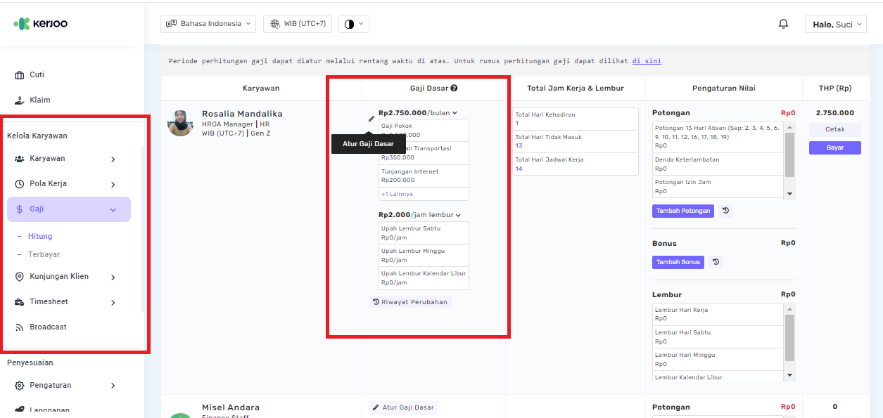 Fitur Mengatur Upah Lembur 
