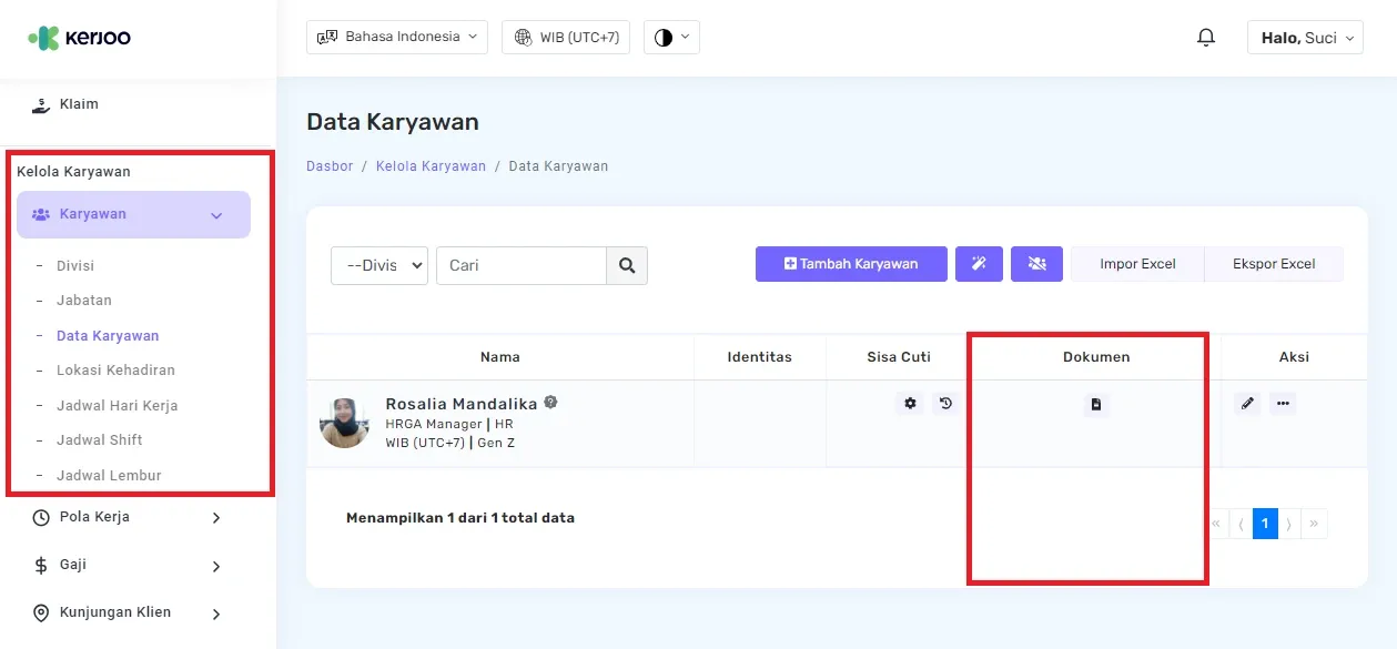 Fitur Tambah Dokumen Karyawan