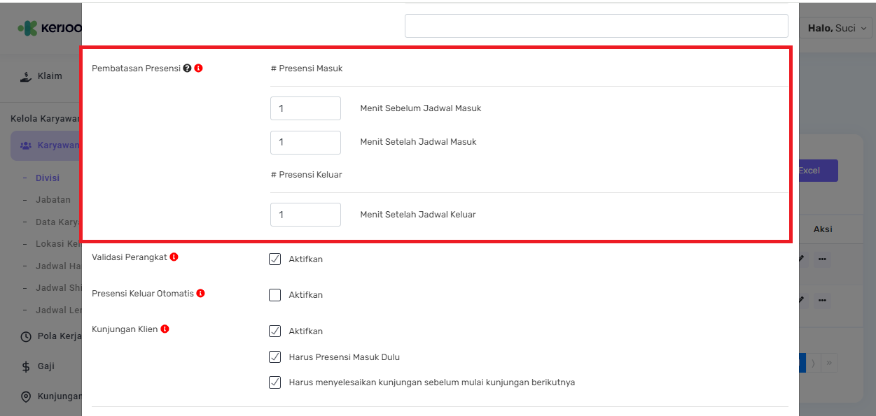 Fitur Pembatasan Presensi