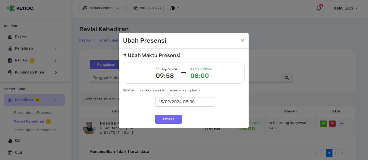 Fitur Revisi Kehadiran