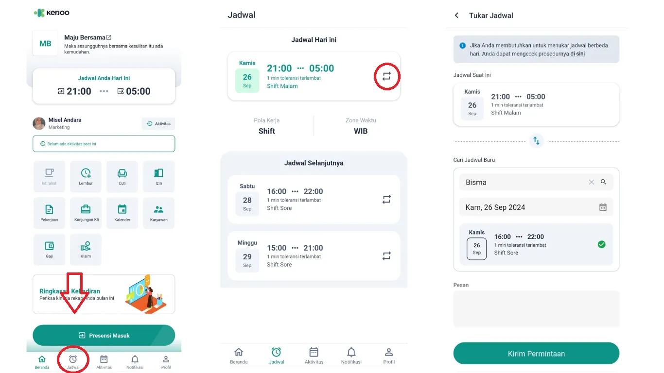 Fitur Tukar Jadwal Shift