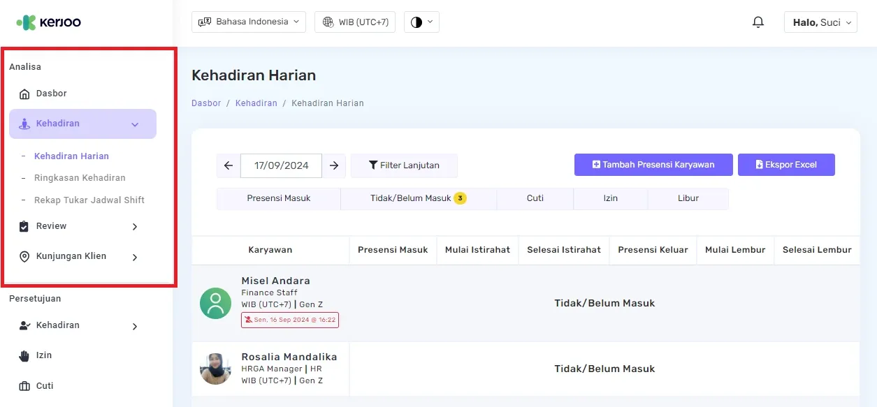 Fitur Mengelola Absensi Karyawan