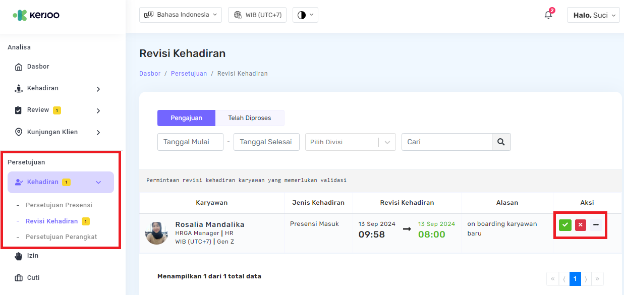 Fitur Revisi Kehadiran