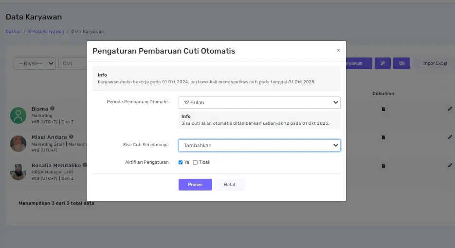 fitur auto reload cuti