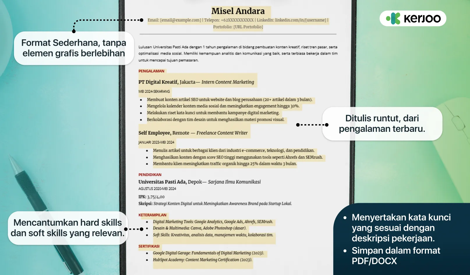 cara membuat CV ATS