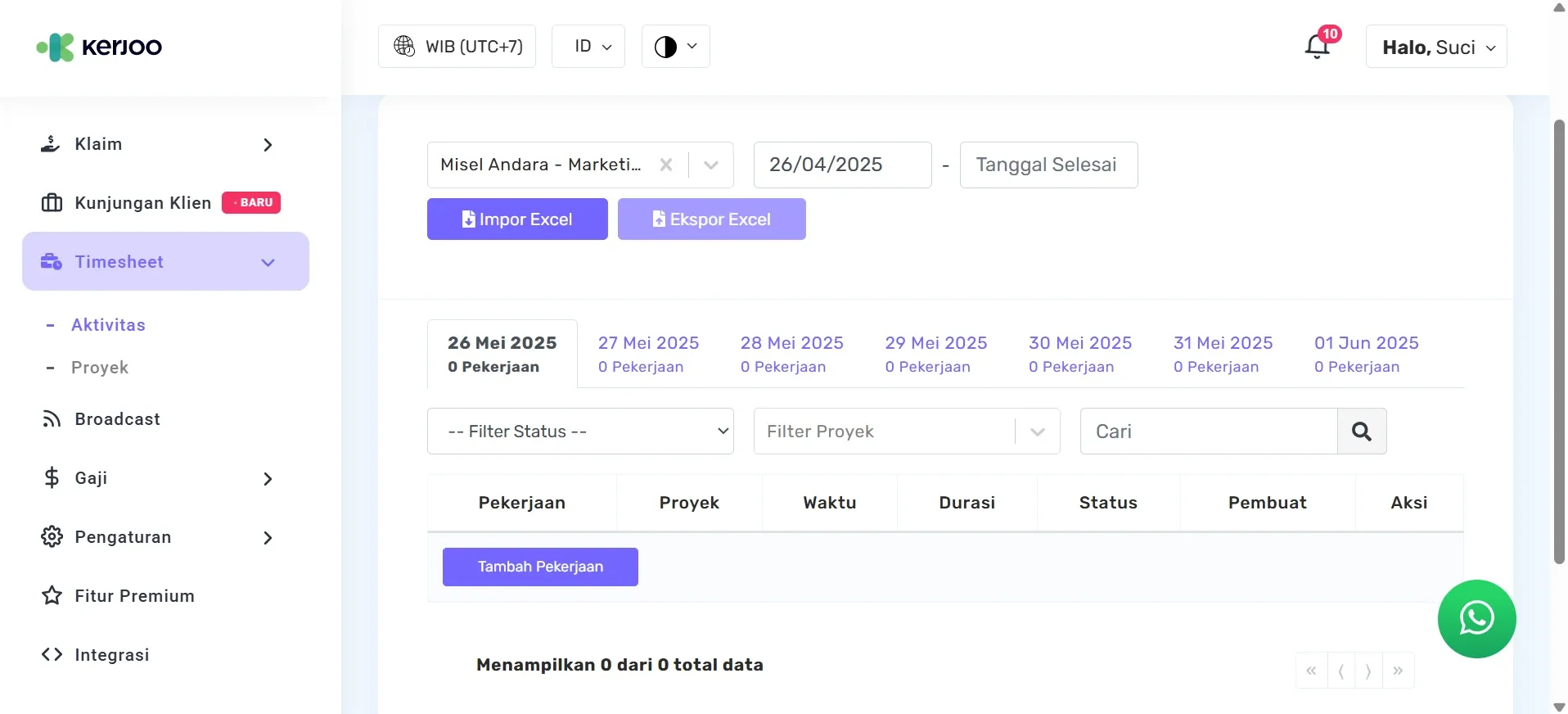 fitur timesheet