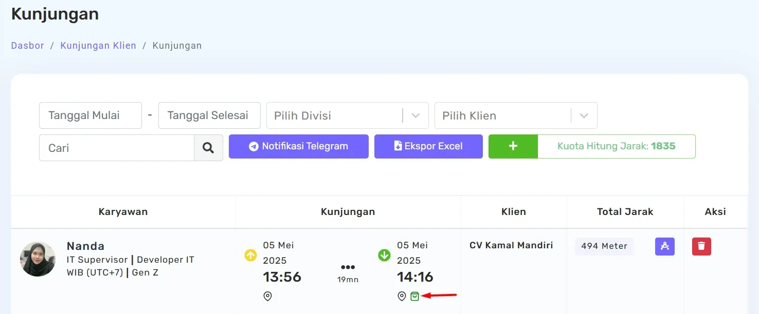 fitur sales kunjungan klien