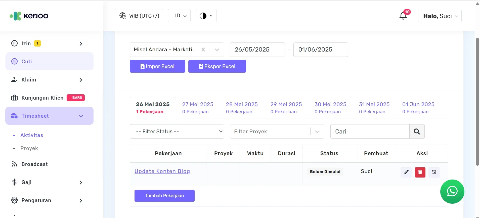 fitur timesheet