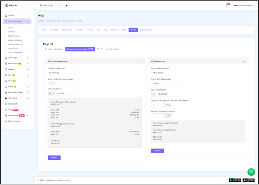 Fitur Data Karyawan Kerjoo