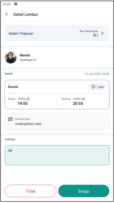 Fitur Approval Bertingkat Pengajuan Jadwal Lembur Karyawan